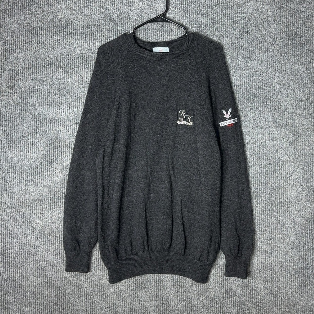 Vintage Lyle & Scott Tour Sweater Mens XL Charcoal Grey Wool Blend Scotland Made